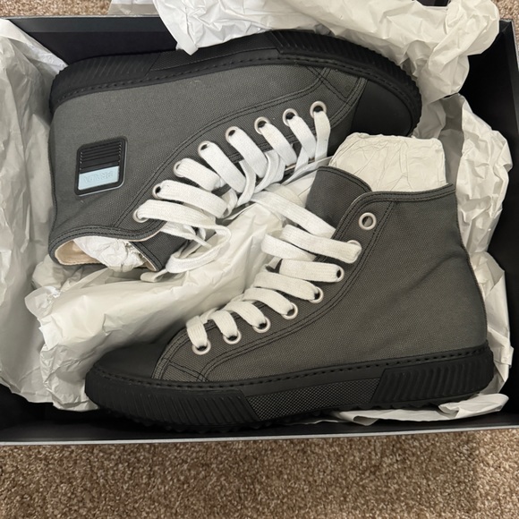 Prada Sport Canvas High Top Sneakers Logo - Picture 2 of 9